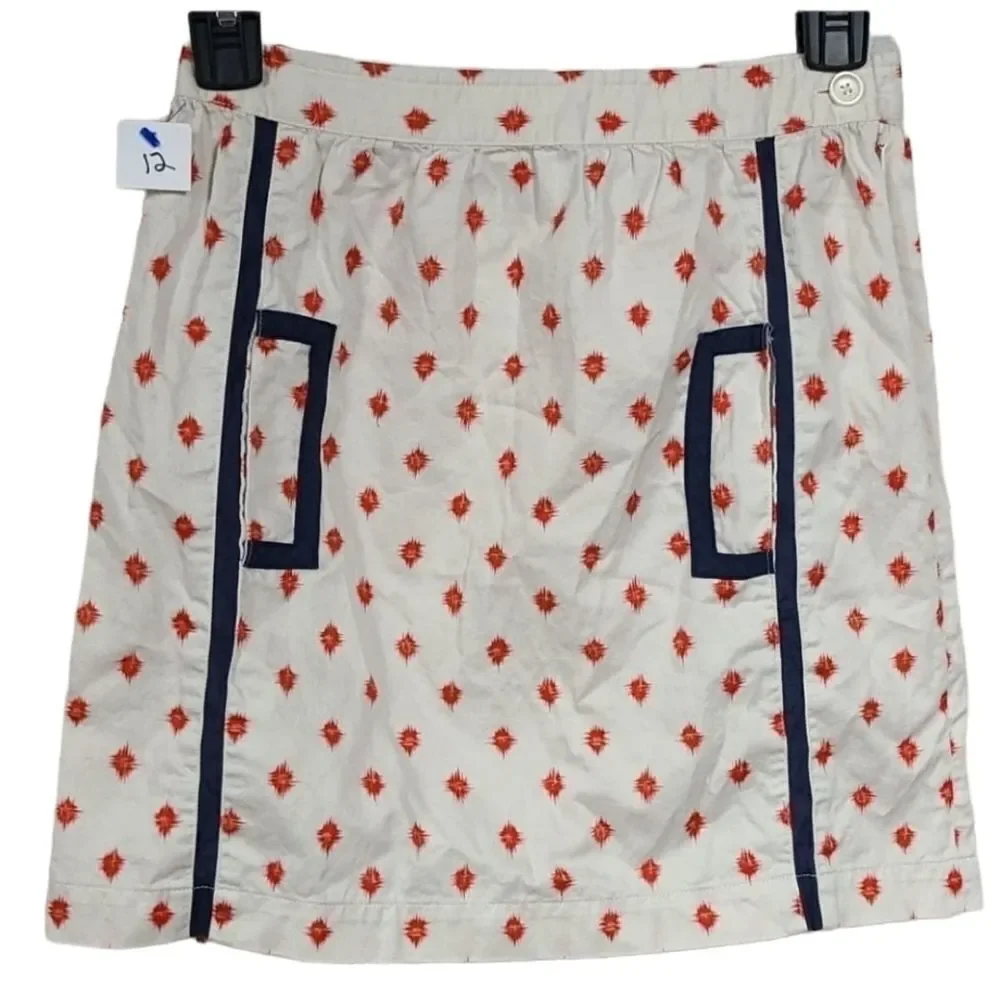 Brooks Brothers Kids Girls Size 12 White Skirt Red Starburst School Pockets